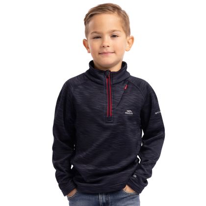 Edvin Kids' Half Zip Fleece in Navy, Front view on mannequin