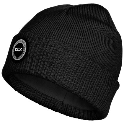 Trespass Unisex DLX Beanie Hat Enola in Black, Hat at angled view