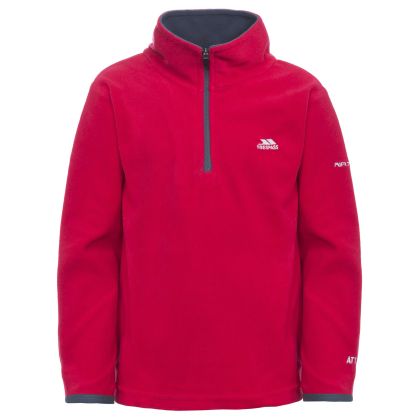 Etto Kids' Half Zip Fleece in Red, Front view on mannequin