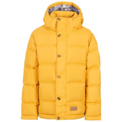 Trespass Kids Parka Jacket TP50 Exposure in Honeybee Yellow, Front view on mannequin