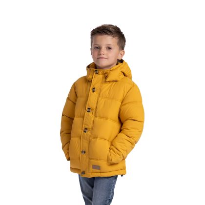 Trespass Kids Parka Jacket TP50 Exposure in Honeybee Yellow, Front view on mannequin
