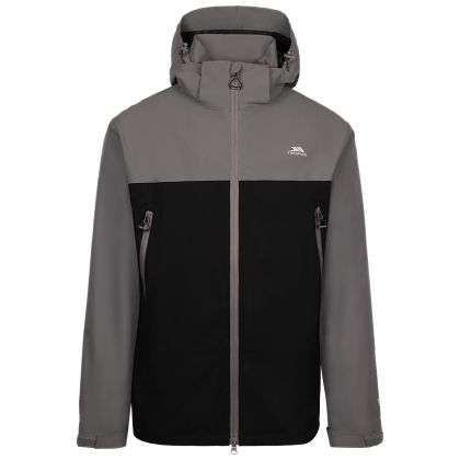 Mens Outdoor Waterproof Jacket Fahamore In Storm Grey, Front view on mannequin