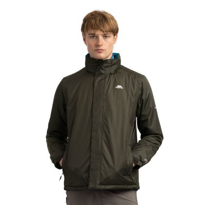 Trespass Mens Padded Jacket TP75 Farmcott in Dark Vine, Front view on mannequin