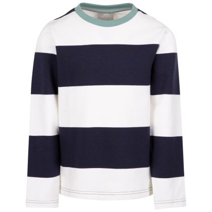 Trespass Boys' Long Sleeve T-Shirt Ferry in NAVY, Front view on mannequin