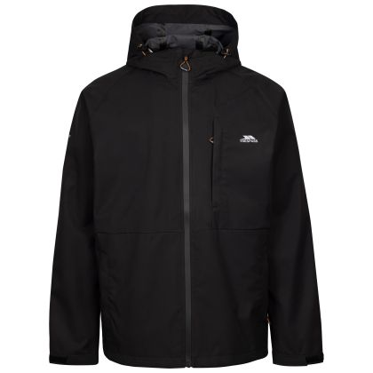 Mens Outdoor Waterproof Jacket  Ferryhill In Black, Front view on mannequin