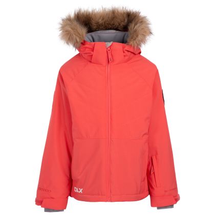 Kids  Ski Jacket Fiona in PEACH BLUSH, Front view on mannequin
