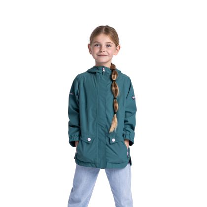 Trespass Girls Waterproof Jacket TP75 Flourish in Spruce green, Front view on mannequin