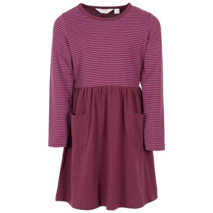 Trespass Girls Jersey Dress Forgotten in FIG, Front view on mannequin