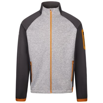 Mens Full Zip Fleece At300  Foxearth In Grey Marl, Front view on mannequin