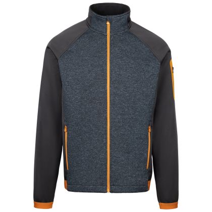 Mens Full Zip Fleece At300  Foxearth In Navy Marl, Front view on mannequin