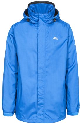 Trespass Mens Waterproof Jacket Fraser II in Blue, Front view on mannequin