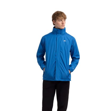 Trespass Mens Waterproof Jacket Fraser II in Blue, Front view on mannequin