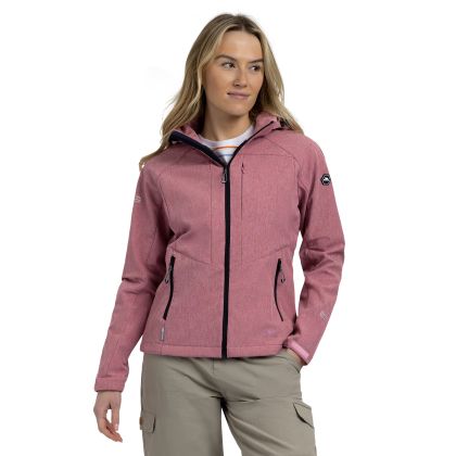 Womens Softshell Jacket Fryatt in Light Mulberry Marl, Front view on mannequin