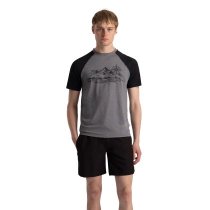 Mens Round Neck T-Shirt Fullmer In Grey Marl, Front view on mannequin