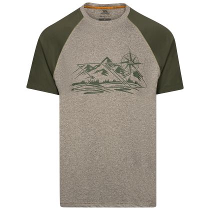 Mens Round Neck T-Shirt Fullmer in Marshland Marl, Front view on mannequin