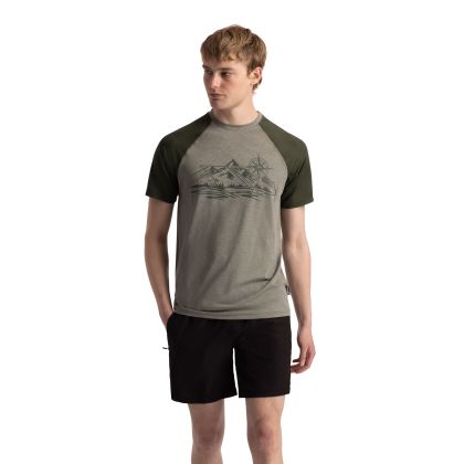 Mens Round Neck T-Shirt Fullmer in Marshland Marl, Front view on mannequin
