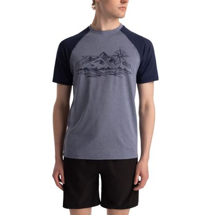Mens Round Neck T-Shirt Fullmer In Navy Marl