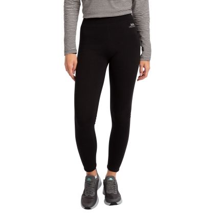 Trespass Womens Linned Leggings Fuzzy - BLK, Front view on mannequin