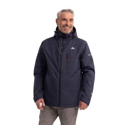 Mens Padded Waterproof Jacket Fyfinn in Navy Marl, Front view on mannequin