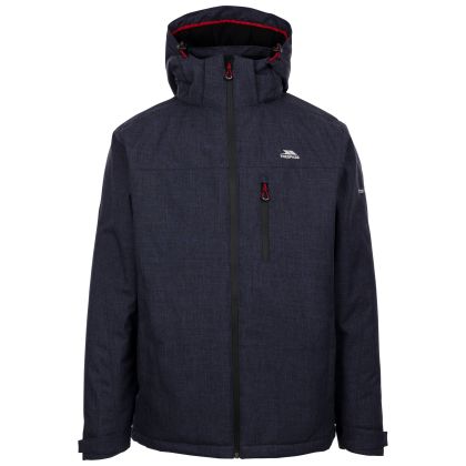Mens Padded Waterproof Jacket Fyfinn in Navy Marl, Front view on mannequin