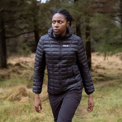 Womens Down Jacket Galina in BLACK, Front view on mannequin