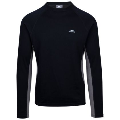 Trespass Unisex Base Layer Top Ghazi in Black, Front view on mannequin
