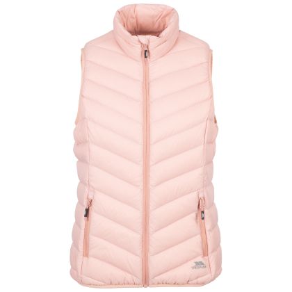 Trespass Womens Down Gilet Giana in MISTY ROSE, Front view on mannequin