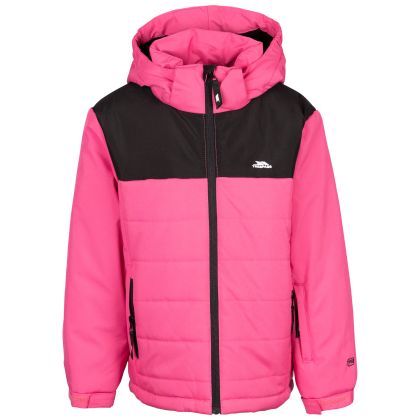 Trespass Kids Ski Jacket Halston in Soft Pink, Front view on mannequin