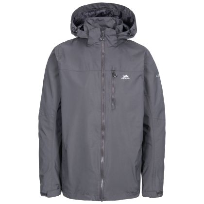 Trespass Men's Waterproof Jacket in Grey Hamrand, Front view on mannequin