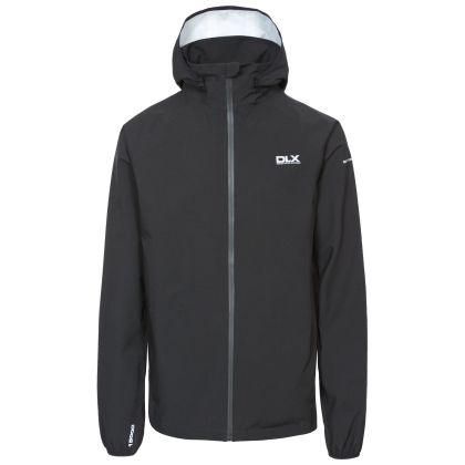 Hawkings Men's DLX Waterproof Packaway Jacket in Black, Front view on mannequin