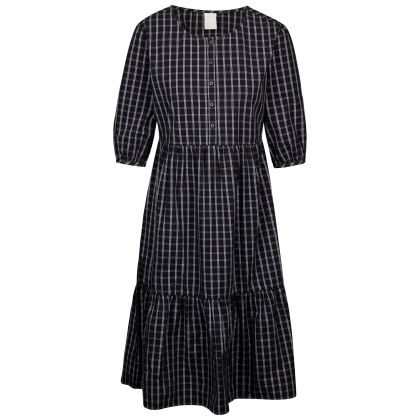Trespass Womens Casual Dress Helen in Black Check, Front view on mannequin