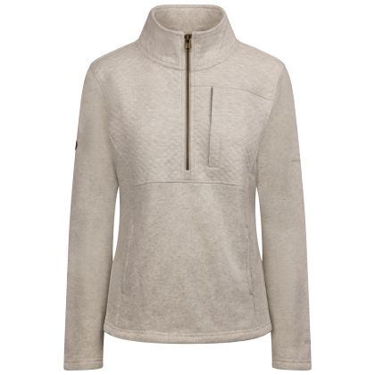 Womens Marl Fleece Hoxie In Cream Marl, Front view on mannequin