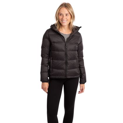 Women's Packaway Down Jacket Humdrum in BLACK, Front view on mannequin