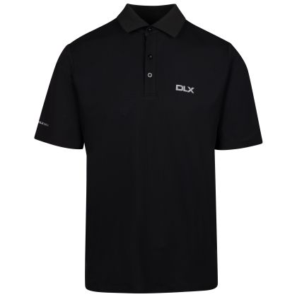 Mens Polo Shirt Ingram In Black, Front view on mannequin