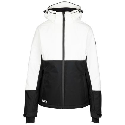 DLX Womens Ski Jacket Jaclyn in White, Front view on mannequin