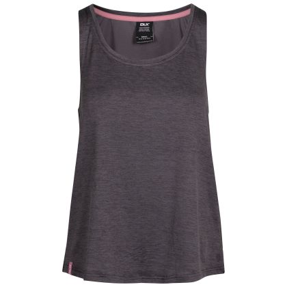 Womens DLX Antibacterial Vest Top Joanne in Dark Grey Marl, Front view on mannequin