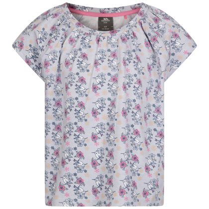 Girls Printed Top Josey in Grey Skies, Front view on mannequin