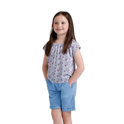 Girls Printed Top Josey in Grey Skies, Front view on mannequin