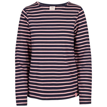 Womens Casual Top Karen in Pink Shell Stripe, Front view on mannequin