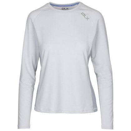 Womens Antibacterial Top Katherine in Pale Grey Marl, Front view on mannequin