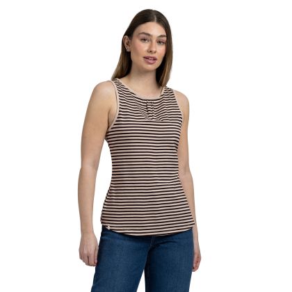 Womens Casual Vest Top Kelly in Soft Stone Stripe