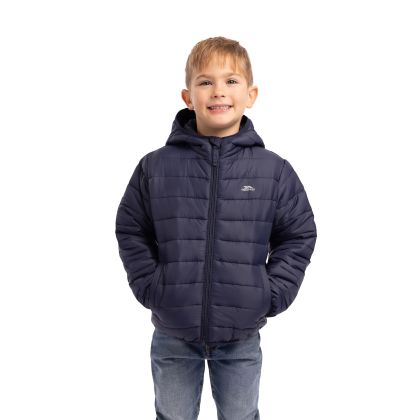 Trespass Kids' Padded Jacket Kelmarsh in NAVY, Front view on mannequin