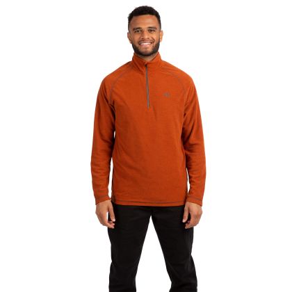 Trespass Men's 1/2 Zip Fleece Keynote in BURNT ORANGE, Front view on mannequin