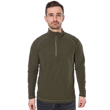 Keynote Men's 1/2 Zip Fleece in Khaki, Front view on mannequin
