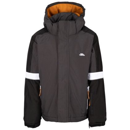 Trespass Boys Ski Coat Kingsley in Dark Grey, Front view on mannequin