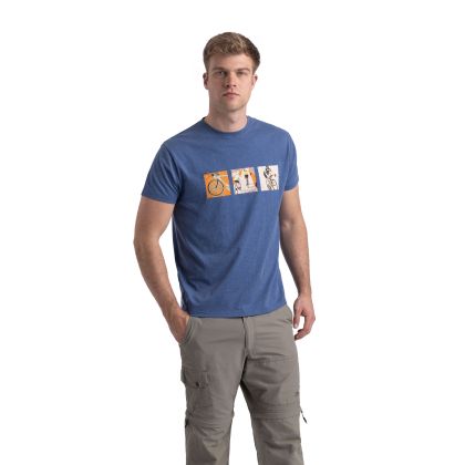 Mens Casual Printed T-Shirt TP75 Kooten In Indigo Tone Marl, Front view on mannequin