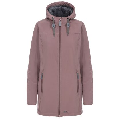 Trespass Womens Lightweight Softshell Jacket Kirsten Dusty Heather, Front view on mannequin