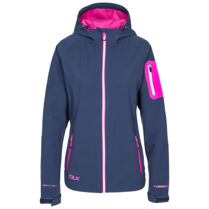 DLX Womens Softshell Jacket Landry in Navy, Front view on mannequin