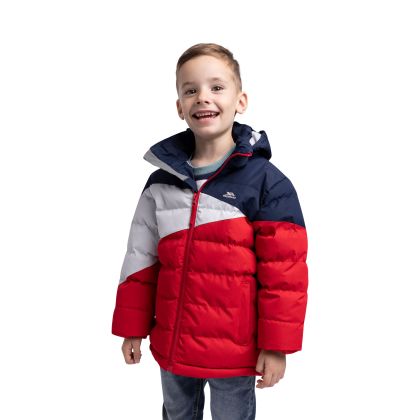 Trespass Mens Casual Jacket in Red Layout, Front view on mannequin