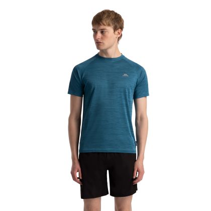 Mens Active Top  Leecana In Bondi Blue Marl, Front view on mannequin